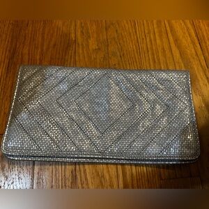 Inge Christopher metallic‎ silver fold over clutch